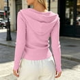 thumbnail image 7 of Ghalytn Women's Ribbed Knit Zip Up Hooded Crop Jacket Long Sleeve Slim Fit Casual Cardigan, 7 of 7