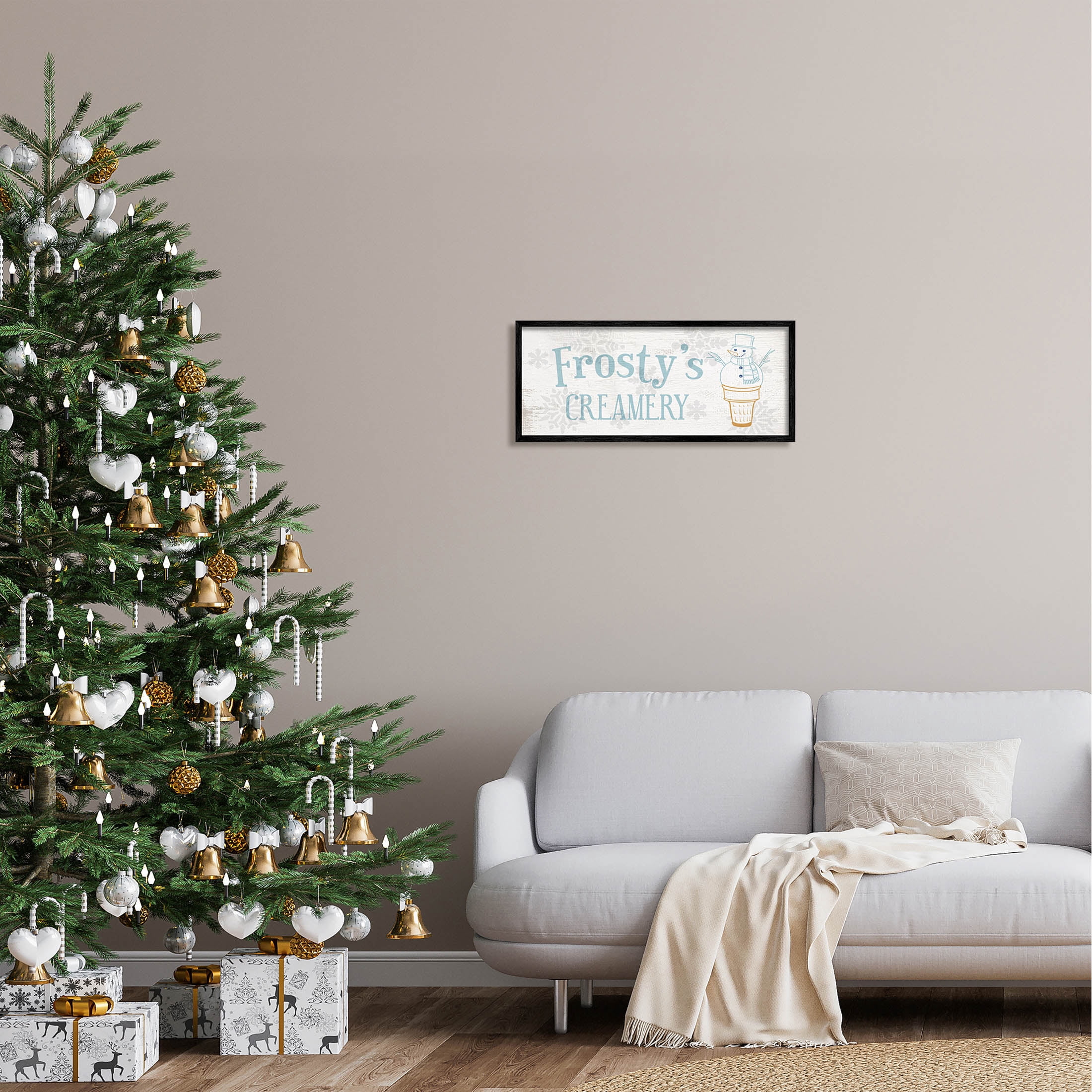 Frosty's Creamery Winter Ice Cream Holiday Graphic Art Black Framed Art Print Wall Art