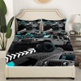 thumbnail image 2 of Erosebridal Truck Fitted Sheet Set Full for Teens, Racing Car 02, Geometric Decor 3 Pieces（No Top Sheet）, 2 of 6