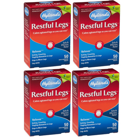 (4 pack) Hyland's Restful Legs Tablets, Natural Relief of Itching, Crawling, Tingling and Leg Jerk, 50