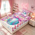 thumbnail image 4 of meiyoeat Kawaii Bowknot Baseball Twin Sheets for Girls, Sweet Bow Ice Cream Bedding, Pink Blue Yellow, 3-Piece, 1 Flat Sheet, 1 Fitted Sheet and 1 Pillowcase, 4 of 5