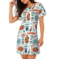 thumbnail image 2 of Honeii Cute Tableware Print Women's Loose Short Sleeve Nightgown, Soft Cotton Sleepwear, Comfy Loose Fit Pajama Dress for Sleep and Lounge, 2 of 6
