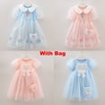 thumbnail image 2 of Vestido de malla de algodón para niñas, informal, de princesa Frozen y Elsa, con bolsa, novedad de verano 2024, vestido diario con mangas abullonadas para niños, 2 of 4