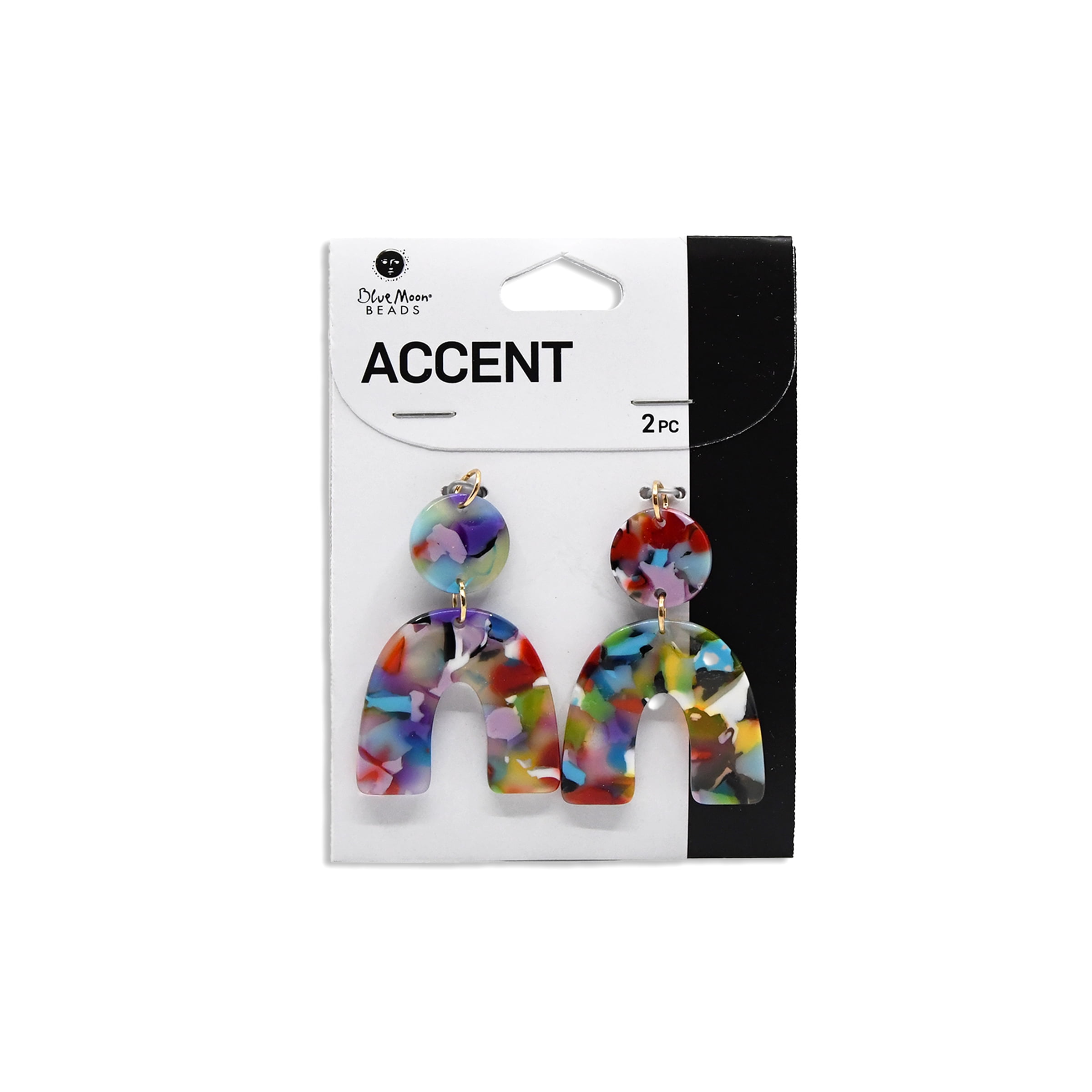 Blue Moon Beads Multi-Color Acetate Bridge Earring Components for Jewelry Making, 2 Piece