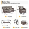 thumbnail image 6 of PARKWELL 7 Pieces Patio Furniture Set with Swivel Chairs, 7-Seat Wicker Conversation Set with Rattan Rocking Chair, Ottoman, Coffee Table and 5" Thick Cushion for Porch Deck, Brown/Gray, 6 of 11