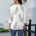 thumbnail image 5 of Summer Tops for Women Women's Stand Collar 3/4 Sleeve Printed Top T-shirt, 5 of 6