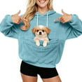 thumbnail image 4 of larppty Hoodie with Dog Pouch, Kangaroo Pouch Hoodies for Women, Soft Warm Pet Carrier Hoodie with Pet Pocket for Carrying Puppy Kitten (Sky Blue, S), 4 of 8