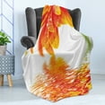 thumbnail image 4 of Flower Soft Flannel Fleece Throw Blanket, Sun Flora Reflection on the Water in a Rainy Day Leaves in a Water River Photo, Cozy Plush for Indoor and Outdoor Use, 70" x 90", Orange, by Ambesonne, 4 of 5