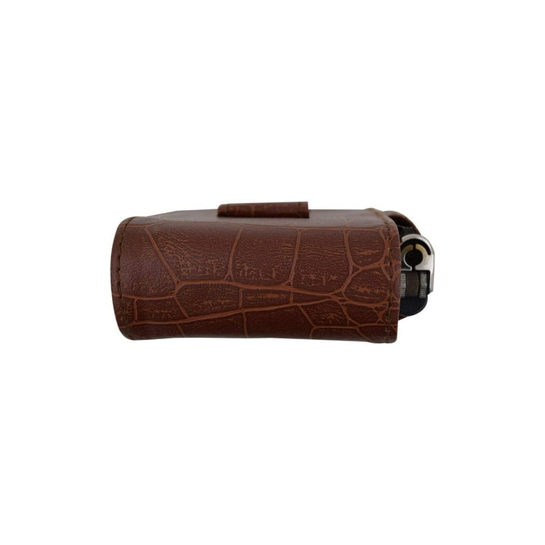 Crocodile Pattern Genuine Leather Cigarette Case Holder with Lighter Pocket  92812CR (C) 