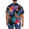 thumbnail image 3 of Uemuo Tropical Palm Leaves Pattern Cotton Linen Short Sleeve Shirts,Casual Lightweight Button Down Shirts,Vacation Beach Summer Tops-3X-Large, 3 of 7