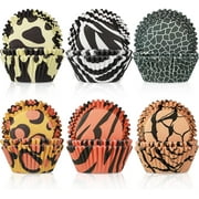 600 Pieces Animal Print Cupcake Liners Leopard Baking Cup Wrappers Zebra Tiger Giraffe Muffin Standard Sized Muffin Cupcake Decorations for Birthday Wedding Party Baby Shower Supplies