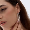 thumbnail image 6 of YOUNGYUE Silver Plated Hoop Earrings for Women, Lightweight Hypoallergenic 50mm Braided Leaf Large Hoop Earrings Gift, 6 of 10