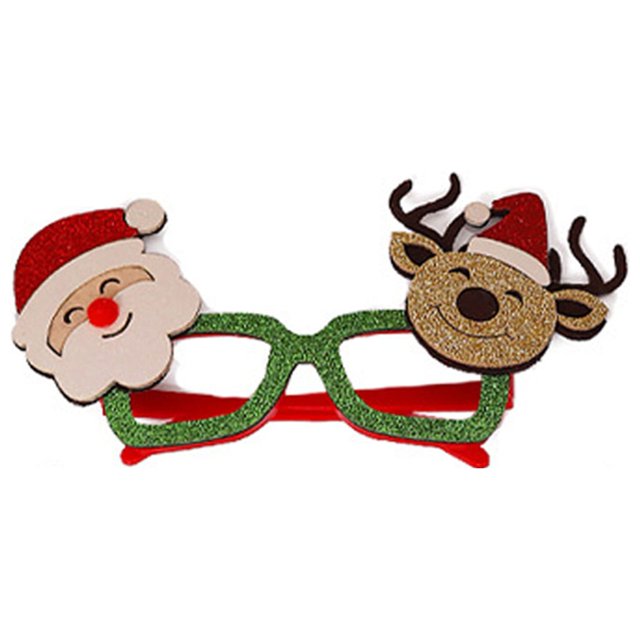 Gafas Navideñas T2028 con Decoración de Purpurina para Adultos y Niños, Modelos: Santa y Reno/Árbol de Navidad/Muñeco de Nieve, Colores Rojo y Verde, Material Plástico, Tamaño y Peso según Imagen,