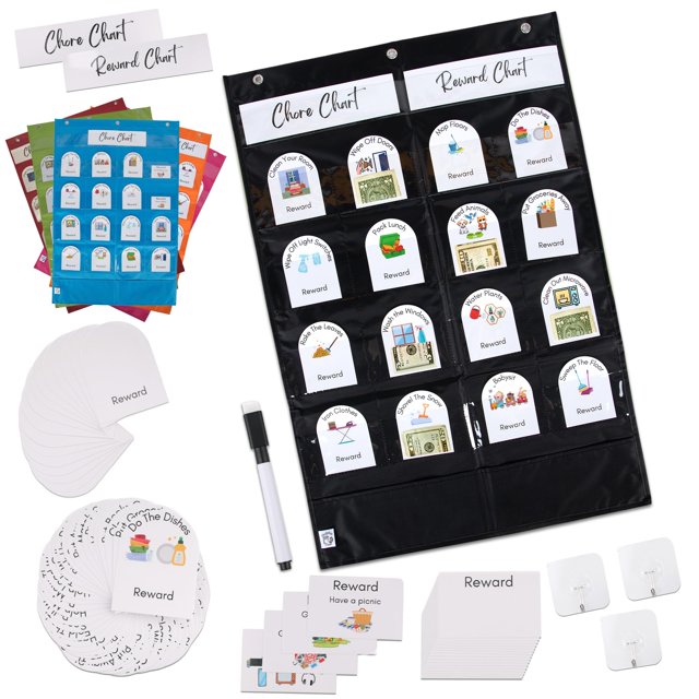 Tableau de Chores/recommandation pour Enfants, Grand Tableau de Récompense 30"x20 Pouces 20, Tableau de Chores Personnalisable à 100 % avec Marqueur Effaçable à Sec, Tableaux de Chores pour Plusieurs Enfants, Tableau d'Argent, Auto-Motivant, Tableau Comportemental - Noir