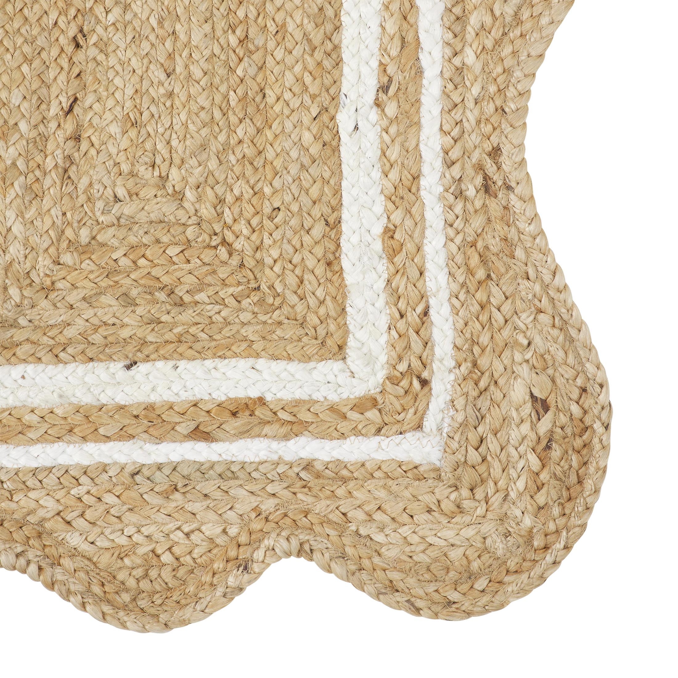 My Texas House Natural/White Scallop Jute with Border Rug Runner, 2' x 7'