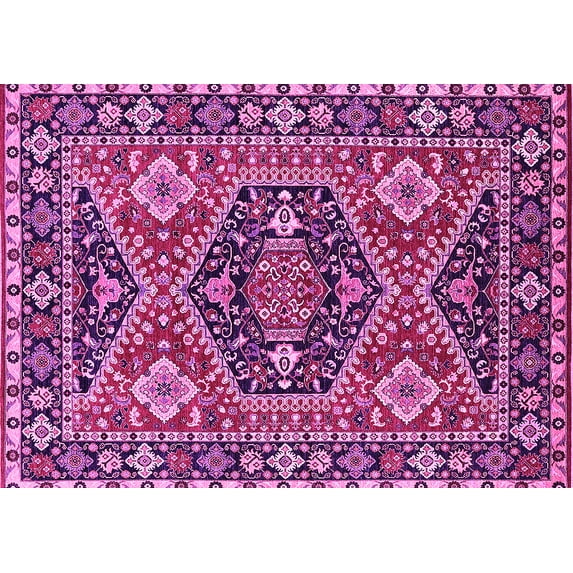 Ahgly Company Indoor Rectangle Persian Pink Traditional Area Rugs, 7' x 9'