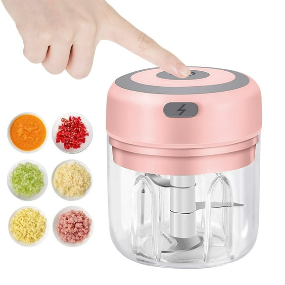 Electric Mini Garlic Chopper, 250ML Food Chopper Garlic Mincer Vegetable Chopper, Onion Chopper, Portable Small Food Processor for Garlic, Ginger, Chili, Vegetables pink