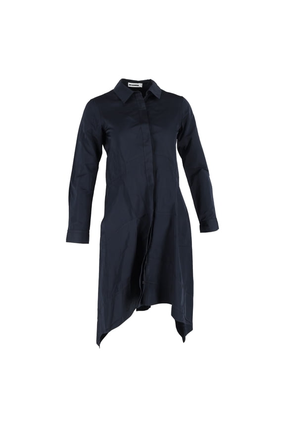 Pre-Owned Jil Sander Shirt Dress in Navy Blue Cotton