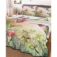 thumbnail image 3 of Quilts Full Size, Hummingbird Red Floral Soft Comforter Bedding Set for Bed, Rustic Botanical Green Ombre Lightweight Quilted Bedspread with Pillow Cover(2 Pieces) for All Season, 78x90 Inch, 3 of 6