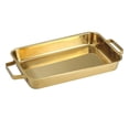 thumbnail image 2 of Colaxi Plateau de Cuisson en Acier Inoxydable Plat de Service avec Poignées Poêle Robuste Rôtissoire Rectangulaire pour Four Poulet Or 38 cm, 2 of 8