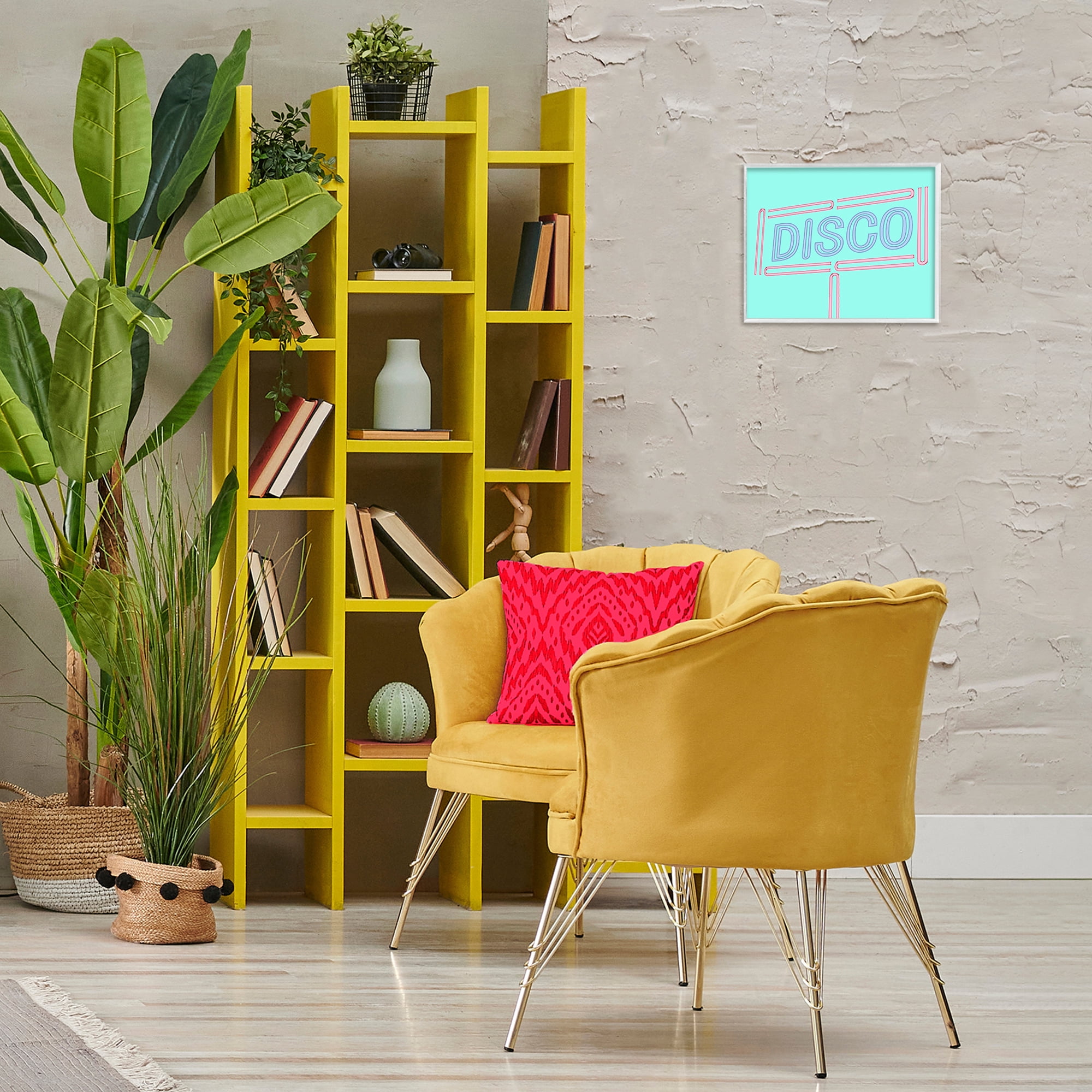 Stupell Industries Retro Disco Sign Typography Painting White Framed Art Print Wall Art, 14 x 11