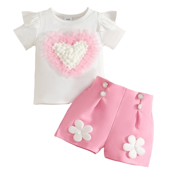 Soepste Baby Summer Clothes Toddler Girl Sets Toddler Baby Girls Summer Clothes Short Sleeve T-Shirt Tops Short Sets Cute Outfits