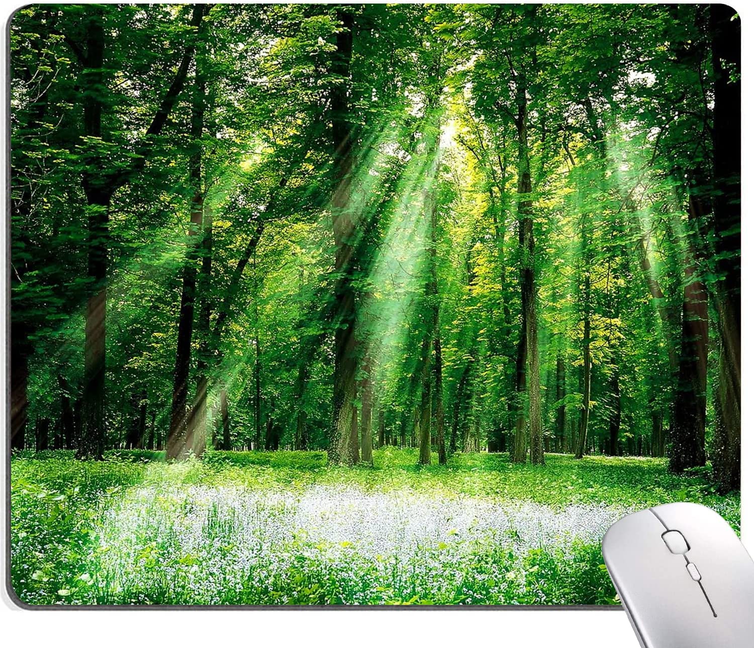 SUNENAT Mouse Pad, Green Forest Mouse Pad Design, Cute Mouse Pads