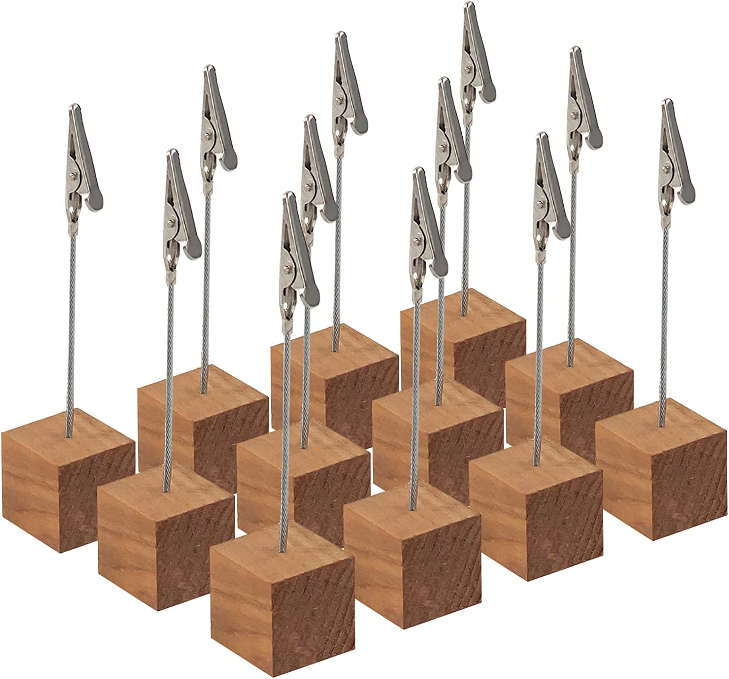 RETON 12PCS Rustic Wood Place Card Holders with Memo Clips , Wooden