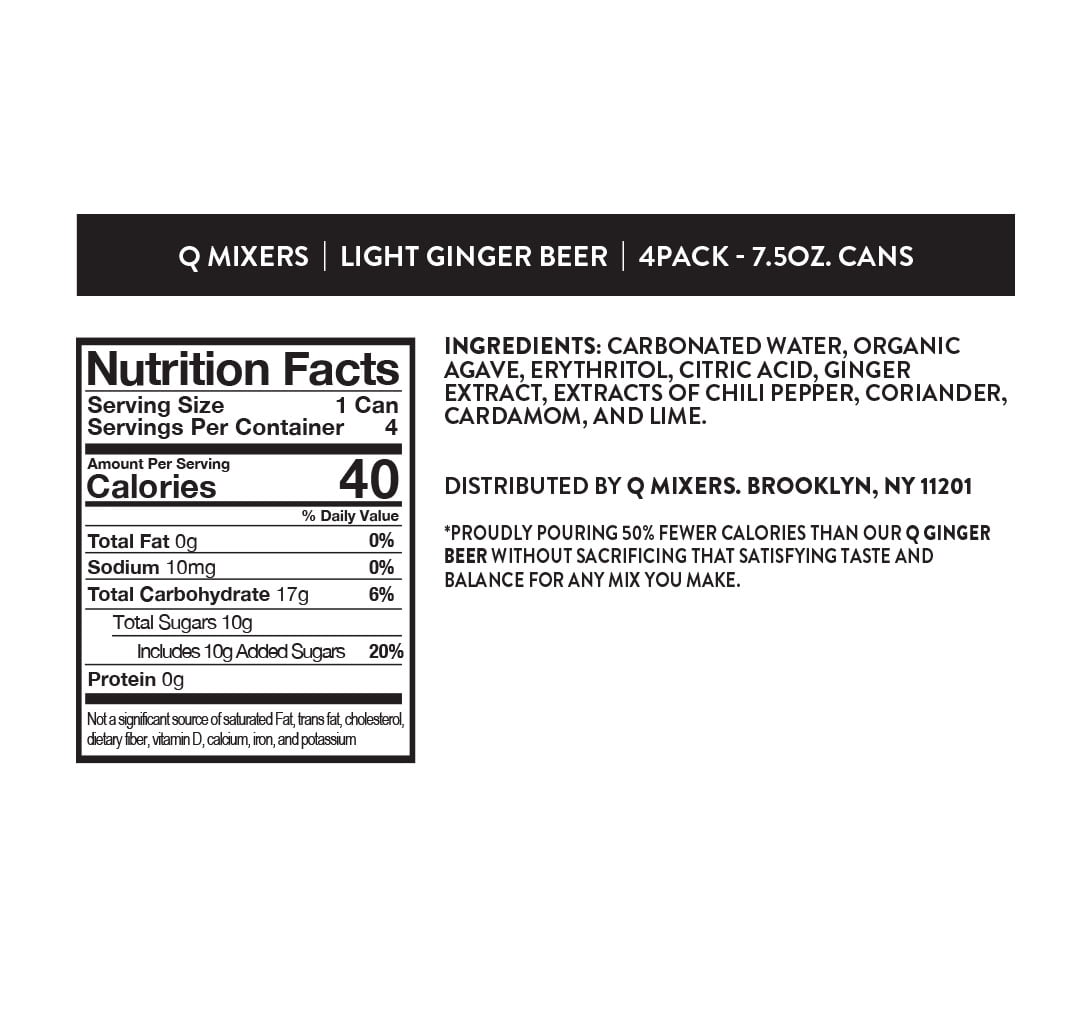 Q Mixers Light Ginger Beer, Premium Cocktail Mixer with Real Ingredients, 7.5 Fl oz (Pack of 24)