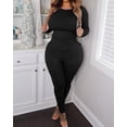 thumbnail image 4 of Two Piece Sets for Women Outfits Track Suits Long Sleeve Top Jogger Legging Pants Lounge Workout Sets for women Black L, 4 of 5