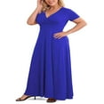 thumbnail image 3 of LEEYNEER Women Plus Size V Neck Short Sleeve Evening Dress  Elegant Party Maxi Dress, 3 of 5