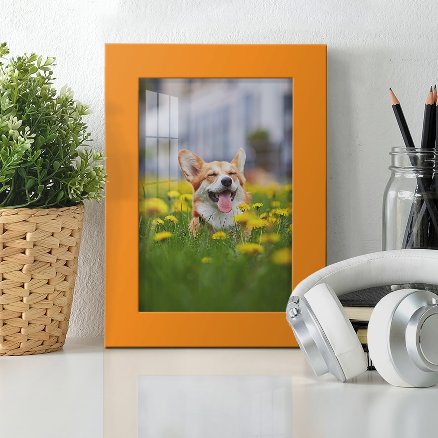 Modern 5 in. x 7 in. Orange Picture Frame (Set of 2)
