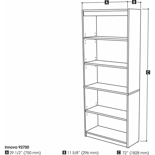 Bestar Innova 5-Shelf Bookcase, Brown