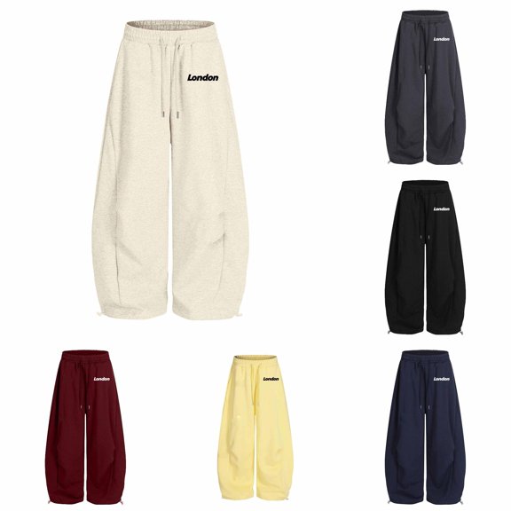 WERYOUNG Girls Wide Leg Pants Elastic Drawstring Waist City Letter Print Barrel Sweatpants Kids Soft Back To School Pants 5-6 Years