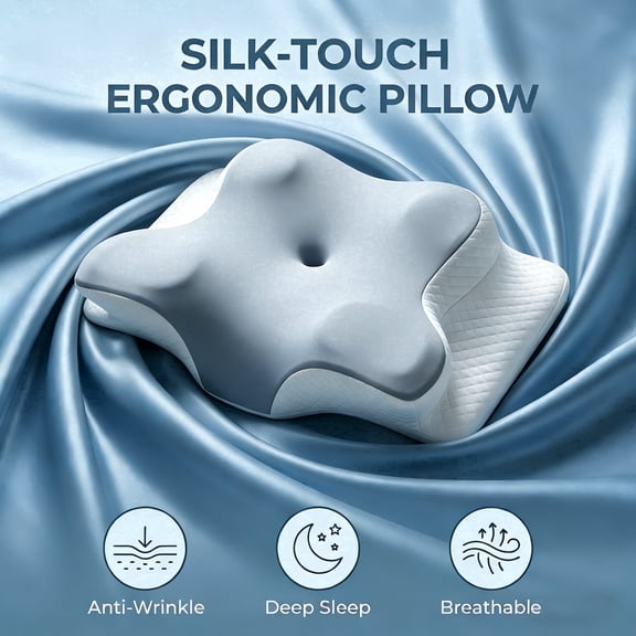 XAirClad Memory Foam Contour Pillows - Neck Pain Relief, Orthopedic Cervical, Breathable Washable Cover