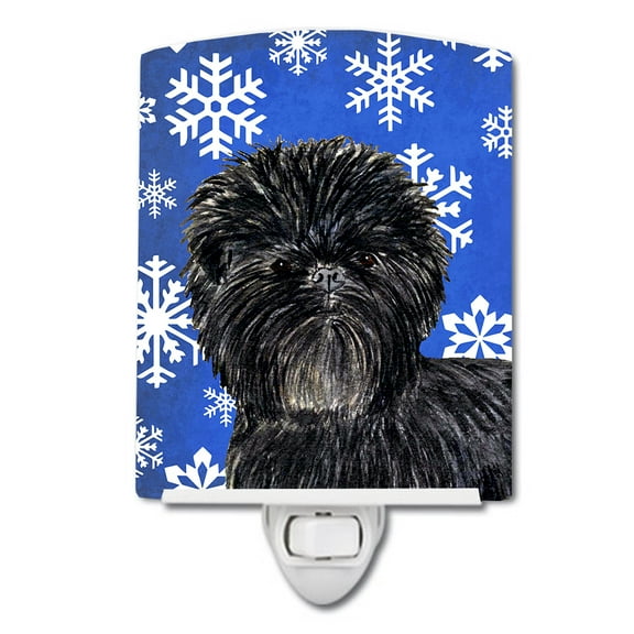 Caroline's Treasures SS4649CNL Affenpinscher Winter Snowflakes Holiday Ceramic Night Light, 6x4x3", multicolor