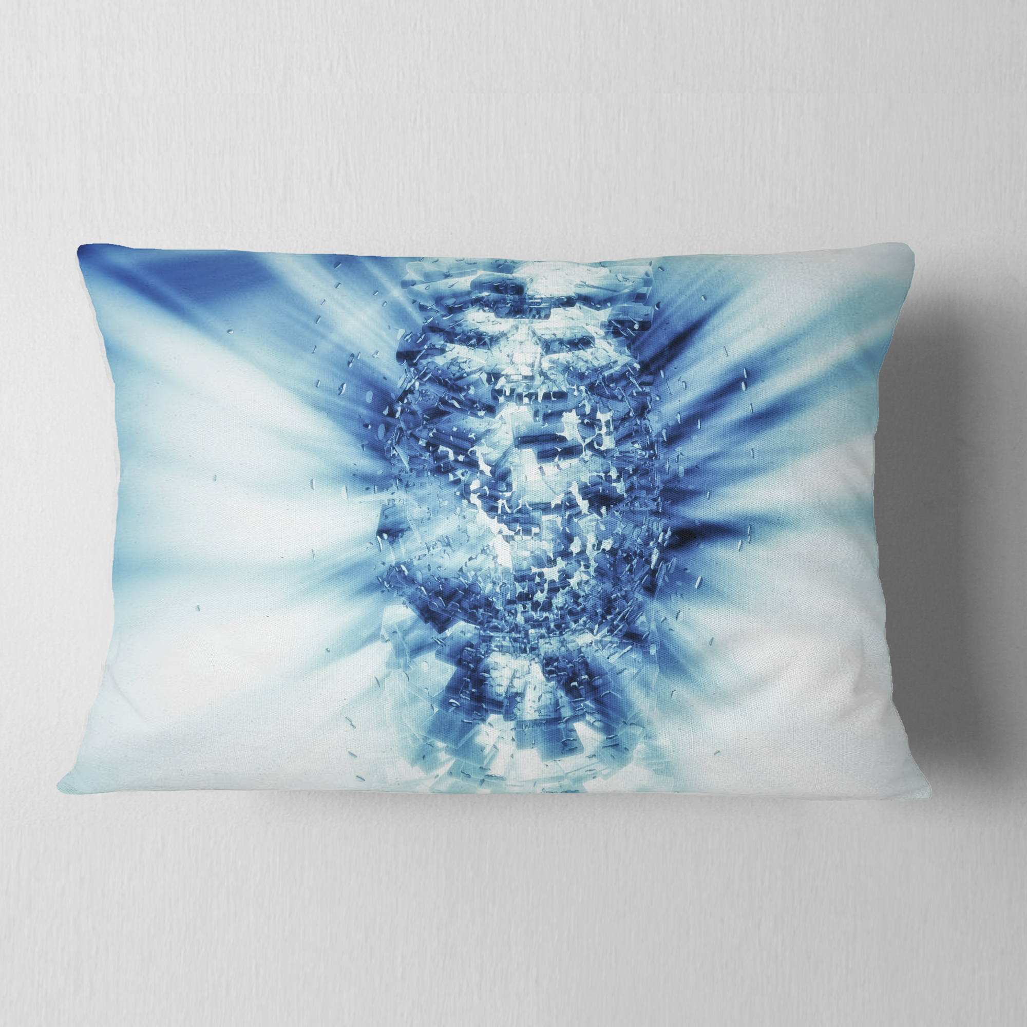 Designart Fractal 3D Blue Splash Burst - Contemporary Throw Pillow - 12x20