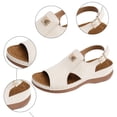 thumbnail image 6 of Rokment Women's Orthopedic Wedges Gladiator Sandals Comfortable Fashion Leather Peep Open Toe Arch Support Non Slip Walking Work Platform Slingback Sandals for Woman White Size 8, 6 of 9