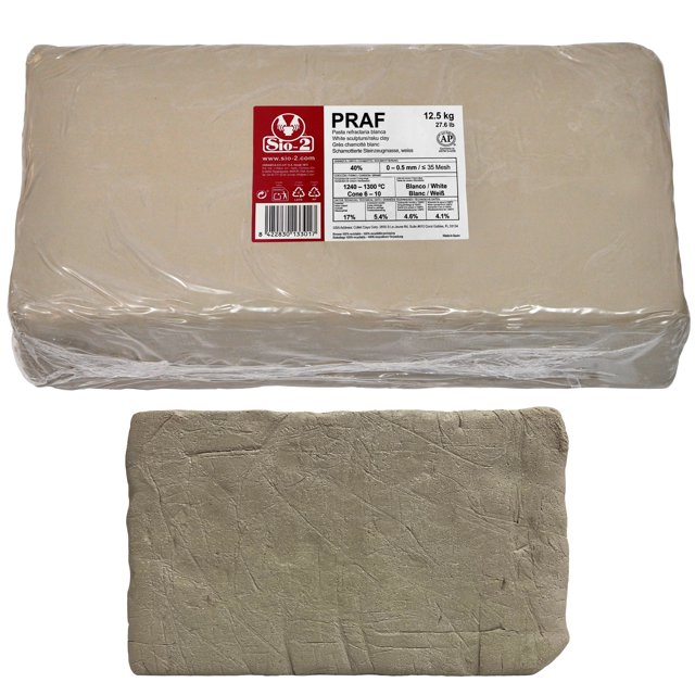 SIO-2 PRAF White Sculpture & Raku Ceramic Pottery Clay | 27.6 lb, Cone 6-10 | High Fire Kiln-Fired Clay