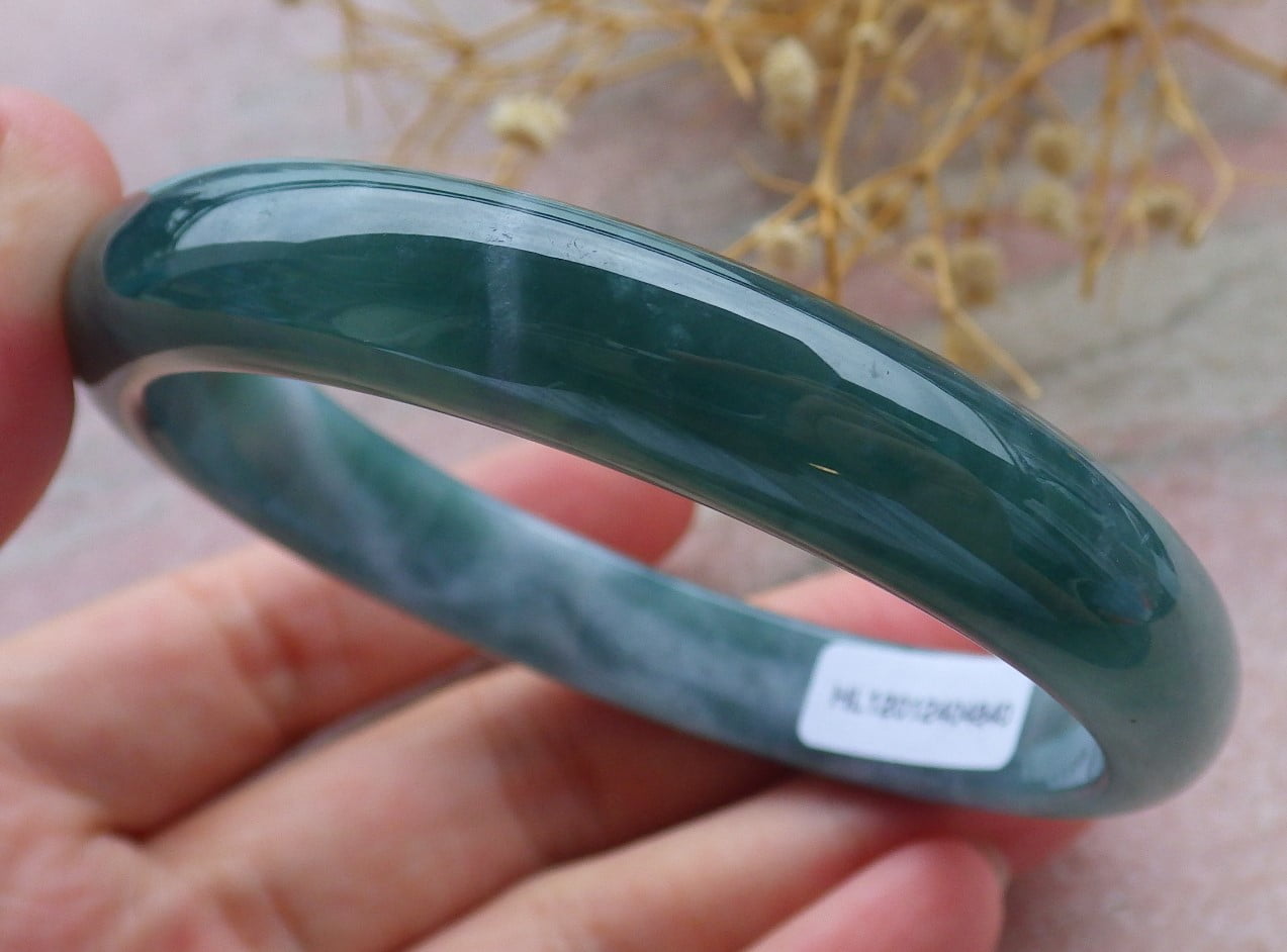 Icy Green Natural A JADE Jadeite Bangle Bracelet 60 mm 684715 TN