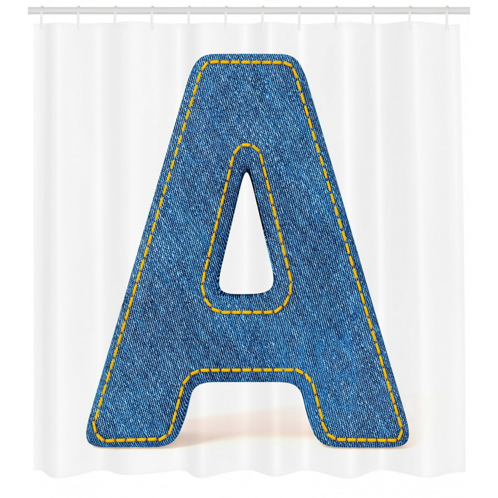 Letter A Shower Curtain, Blue Colored Uppercase A with Jeans Fabric ...