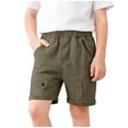 thumbnail image 2 of Boys Stretch Cotton Twill Cargo Shorts, Lightweight Pull On School Uniform Shorts with Full Elastic Waistband for Kids Years 2-8 Army Green, 2 of 8