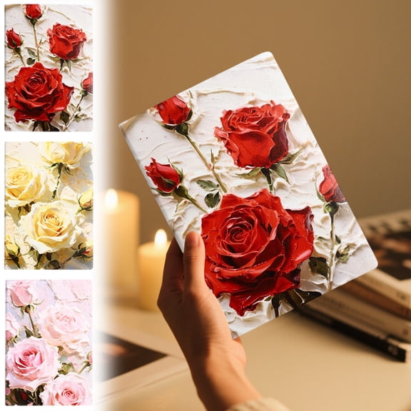 sruoe Notebook Journal, Rose Floral Hardcover Journal Notebook, College Ruled Lined Pages, Elegant Aesthetic Notebook for Work, College Daily Journaling, 8.27" x 5.83"