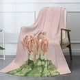 thumbnail image 3 of XMXT Flannel Throw Blanket, Pink Flowering Cactus Throw Blankets for Bed Couch Living Room, 50 x 70 inches, 3 of 9
