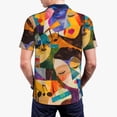 thumbnail image 3 of Balery Abstract Musical Faces Printed Men’s Short Sleeve Polo Shirt, Midweight Men's Shirt,Golf Polo shirts -Medium, 3 of 8