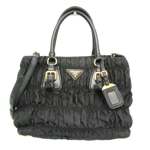 Pre-Owned Prada Gather BN2868 Women's Nylon,Leather Handbag,Shoulder Bag Black (Good)