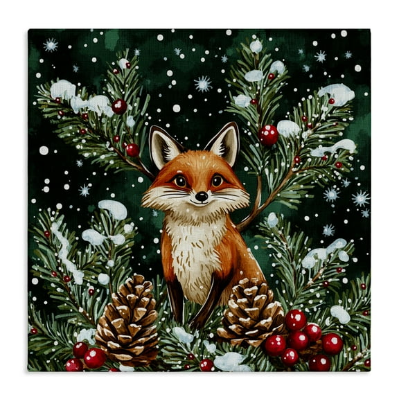 Stupell Industries Winter Fox & Pinecones Canvas Wall Art, design by Yen, 36 x 36