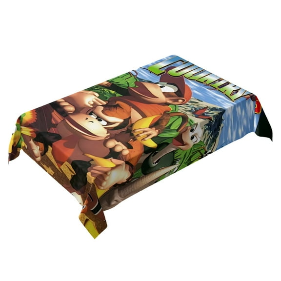 Donkey Kong Country-theme square tablecloth has an iconic print, fits most tables, and is easy to care for perfect gifts for fans friends and family，55" x 71"（140*180cm）