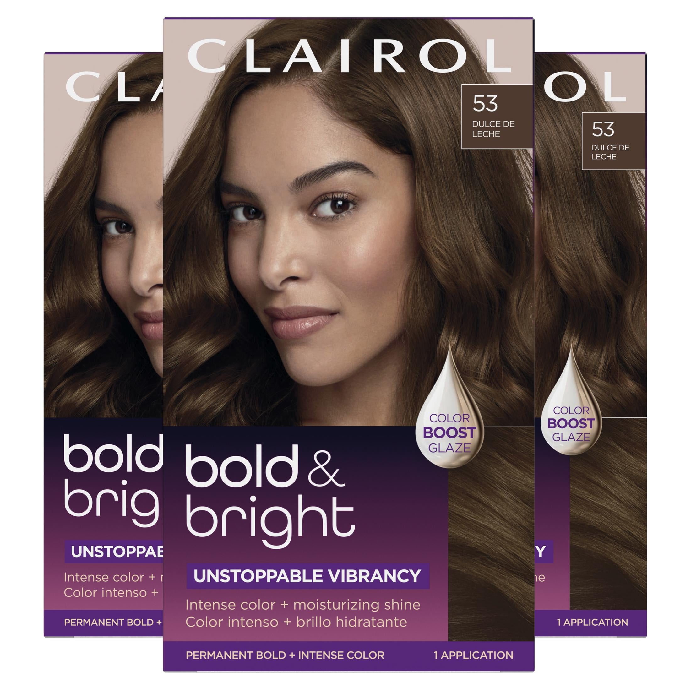 Clairol Bold & Bright Permanent Hair Color Creme, 53 Dulce de Leche, Hair Dye, 1 Application