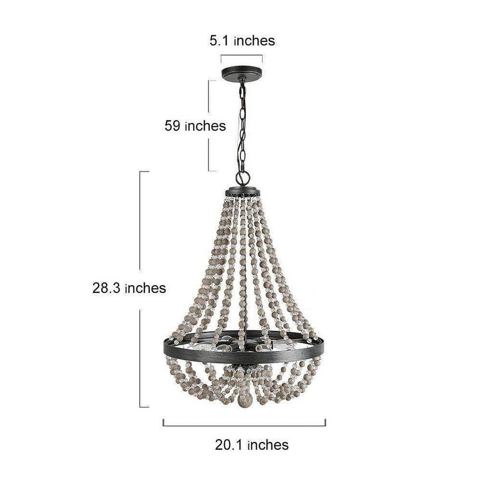 LNC 6-Light Distressed Gray and Black Beaded Bohemian Empire Farmhouse Chandelier